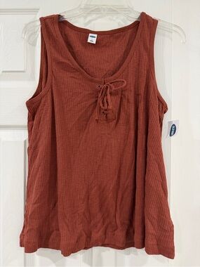 Old Navy Women's Rust Lace-Up Ribbed Tank